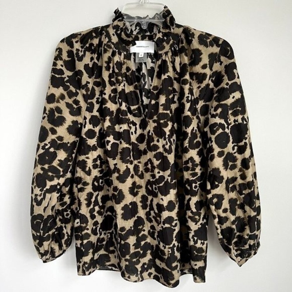 Current Elliott Animal Print Silk Cotton Blend Top